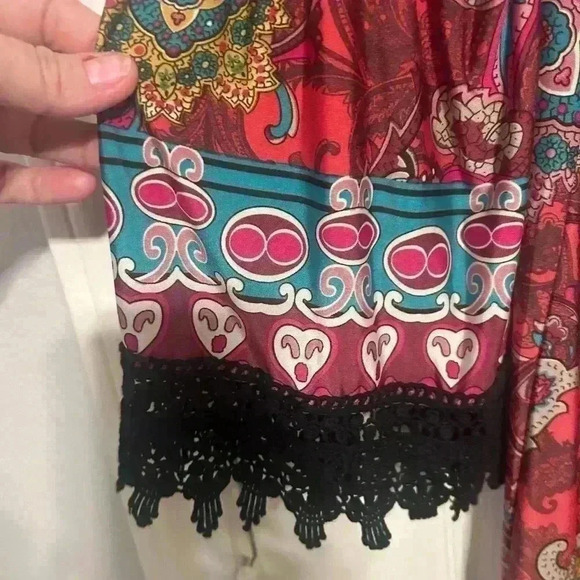 Plus size 16/18 Boutique style Paisley dress red/pink/ turquoise - Picture 2 of 5